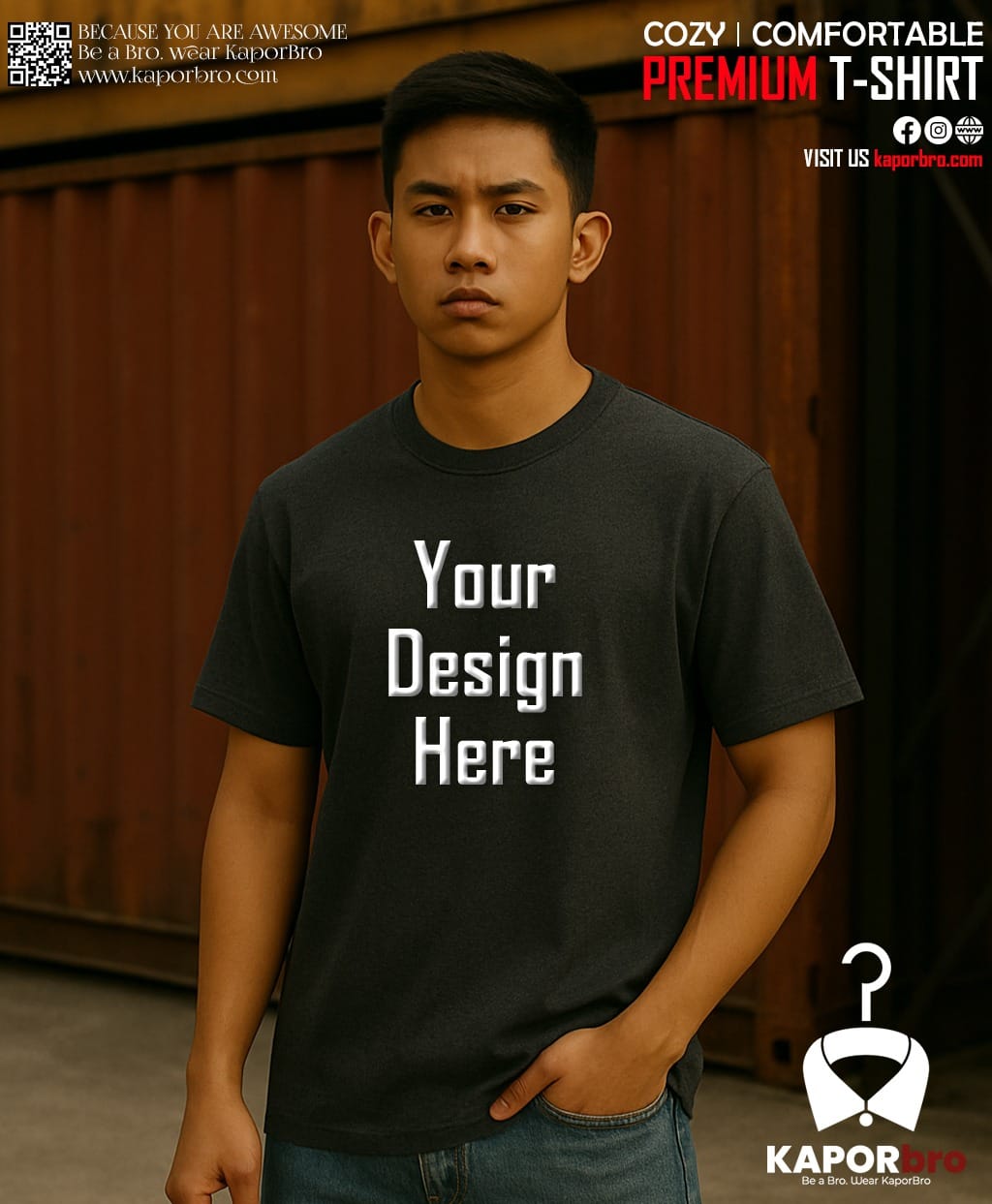 Premium Black Cotton T-Shirt | Custom Design Available | KapoorBro